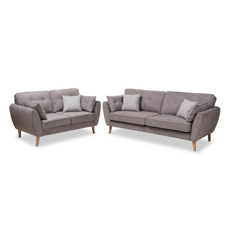 BAXTON STUDIO Miranda Light Grey Upholstered 2-Piece Living Room Set 145-8211-8212